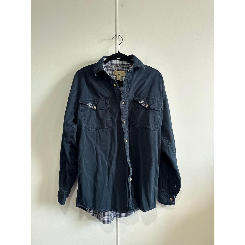 Vintage Fargo Mining & Supply Co. Shirt Mens Small Blue Lined Button Long Sleeve